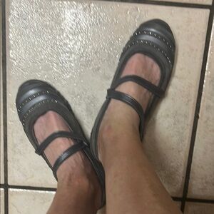 Skechers Gray Flats with Stud Accents